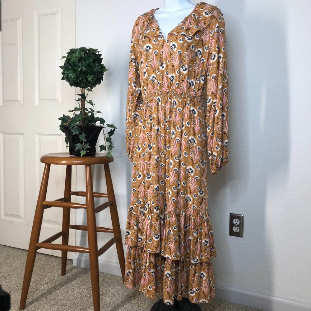 Universal Thread L/S Dress | Brown Floral | X-Small - Picture 12 of 12